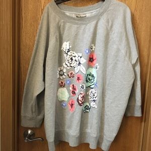 EUC 5X FLORAL/GRAY SWEATSHIRT by WOMAN WITHIN w FREE SHIP!